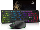 AULA Wireless Keyboard and Mouse Combo, RGB Backlit, Rechargeable & 2.4GHz Quiet Wireless Gaming Keyboard Mouse, Full-Size Ergonomic Keyboard Mouse & Mousepad Combo for PC, Windows and Mac Color Purple & Green