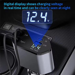 4-in-1 multifuctional retractable car fast charger.