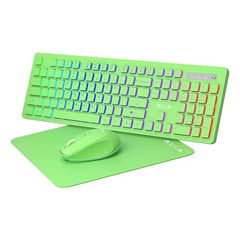 AULA Wireless Keyboard and Mouse Combo, RGB Backlit, Rechargeable & 2.4GHz Quiet Wireless Gaming Keyboard Mouse, Full-Size Ergonomic Keyboard Mouse & Mousepad Combo for PC, Windows and Mac Color Purple & Green